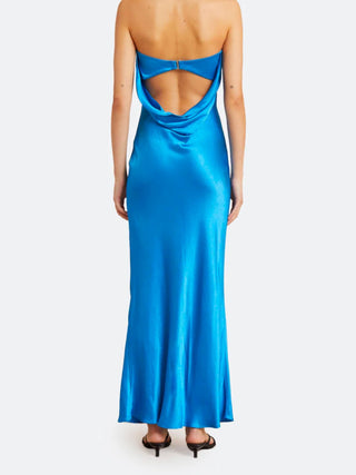 Moon Dance Strapless Dress in Mid Blue