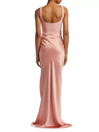 Marian Draped Gown in Peony Pink