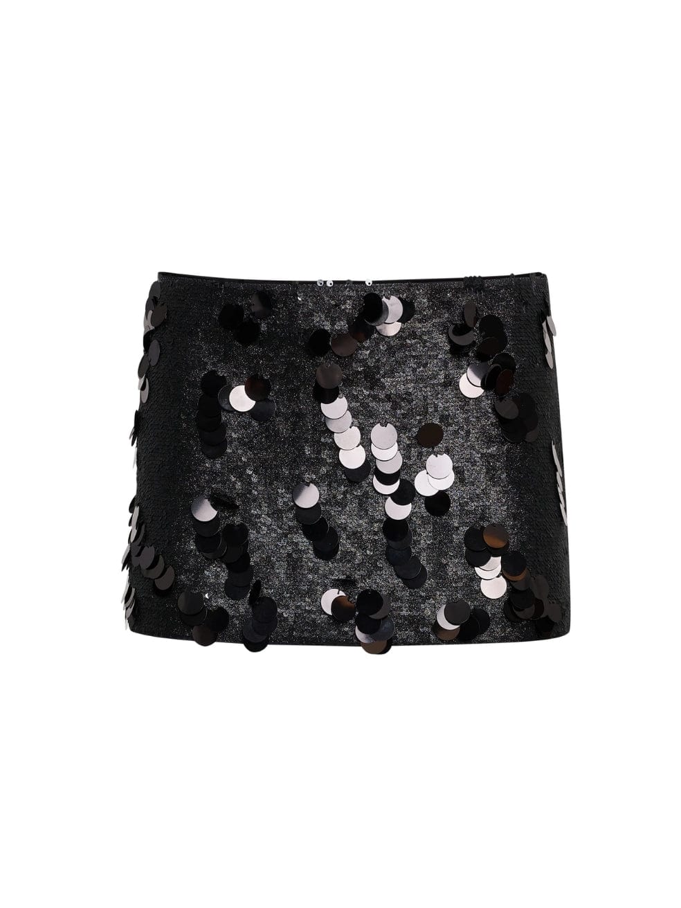 Low-Rise Paillette Skirt in Black