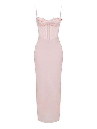 Charmaine Blush Pink Corset Maxi Dress