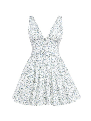 Fabrizia White Bluebell Print Corset Mini Dress
