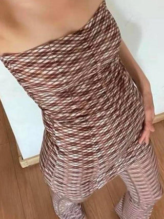 Brown Polyester Mini Dress