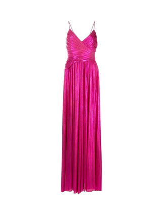 Doss Metallic Cocktail Dress in Hot Pink