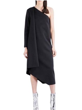Idelle One Shoulder Asymmetrical Black Dress