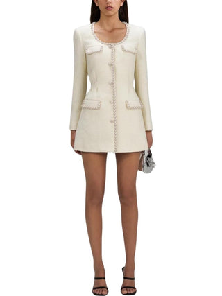 Cream Boucle Tailored Mini Dress