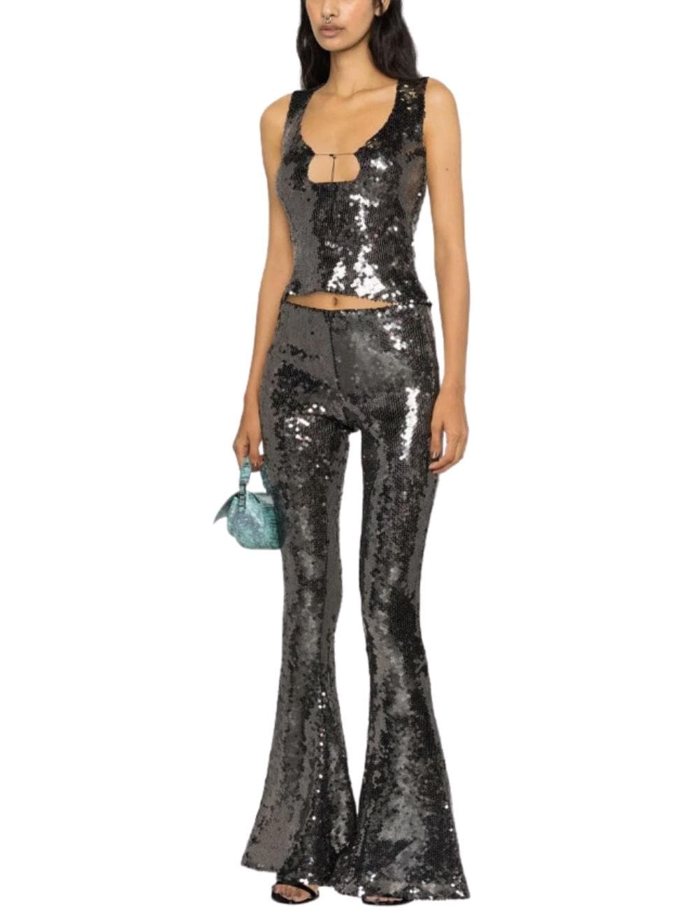 Sequin Embellished Sleeveless Top & Bottoms