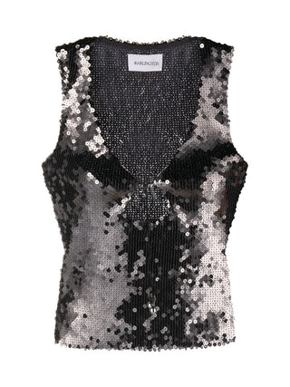 Solaria Keyhole-neck Sequinned Top