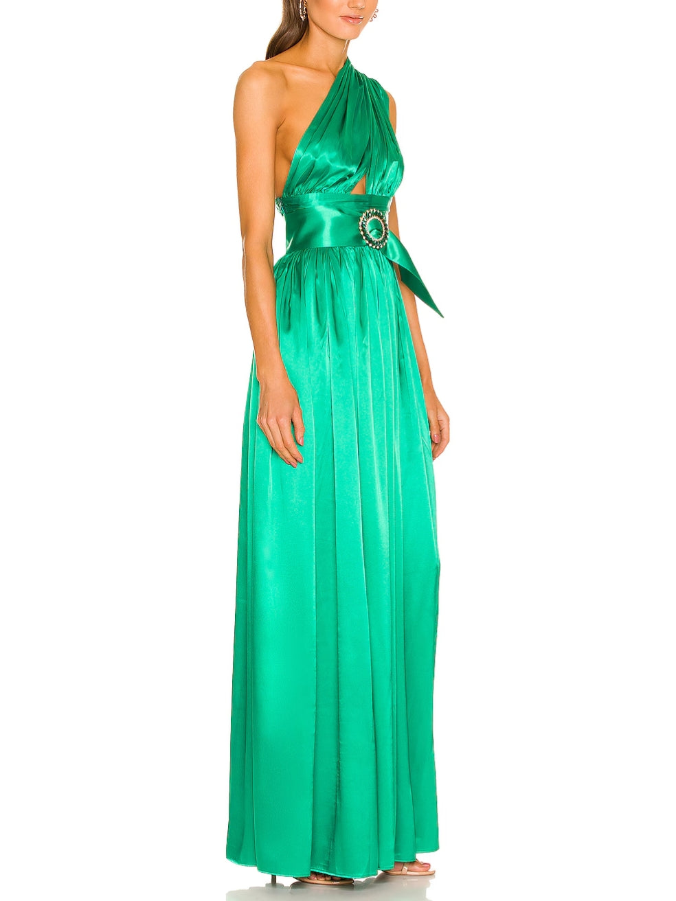 Camilla Dress Green Maxi One Shoulder