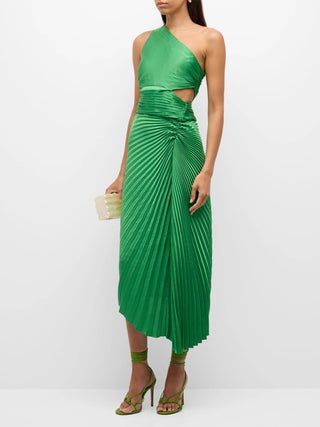 Dahlia Pleated Dress in Basil