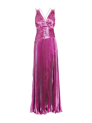 Vera Pleated Metallic Dress