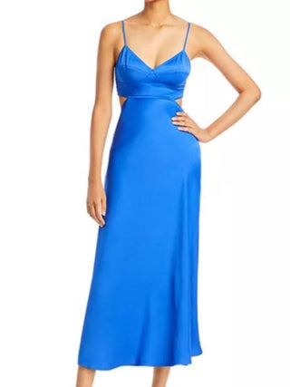 Blakely Satin Midi Dress in Blue
