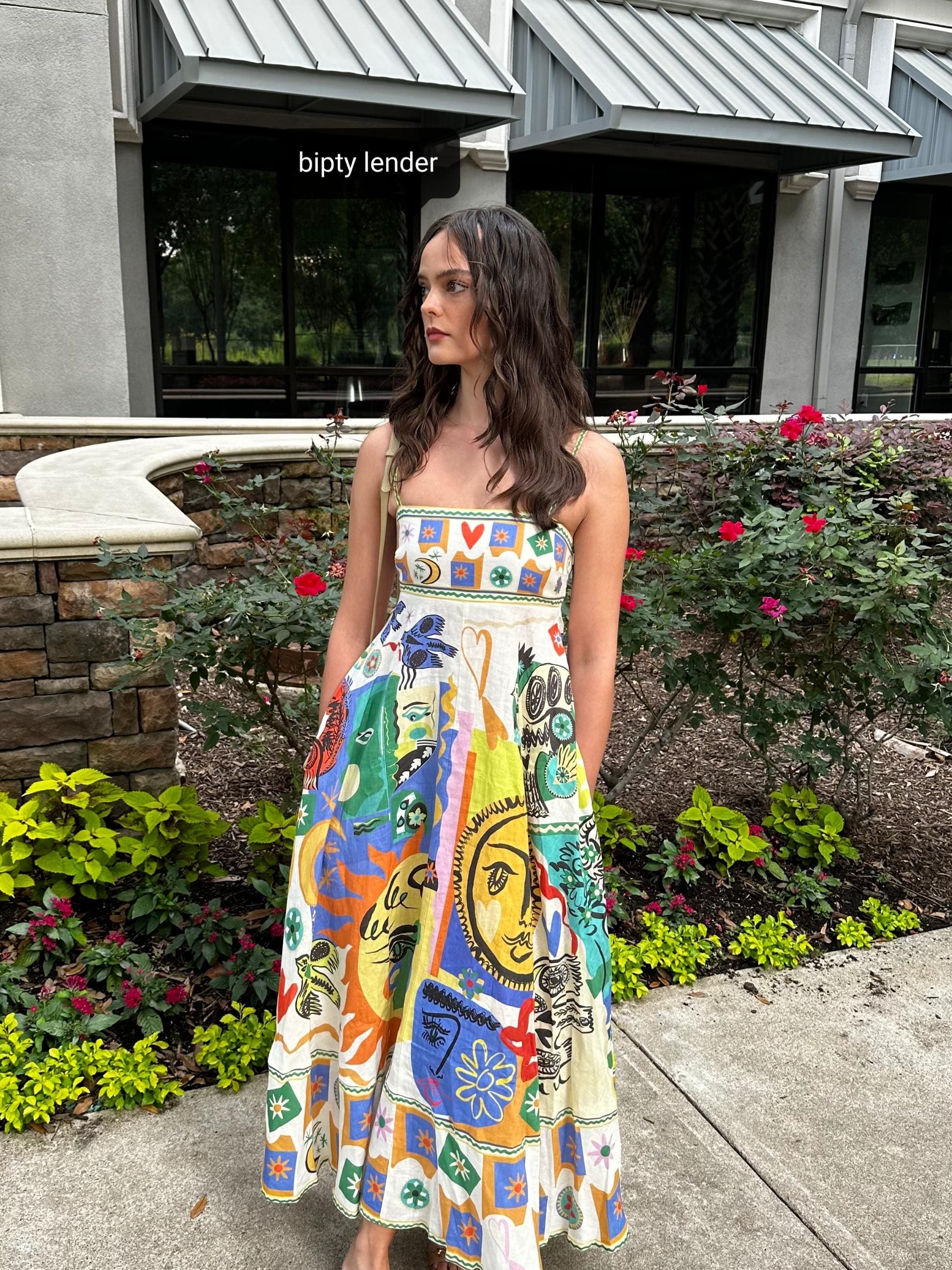 Soleil Printed Linen Midi Dress