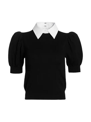 Chase Puff Sleeve Sweater Top in Black