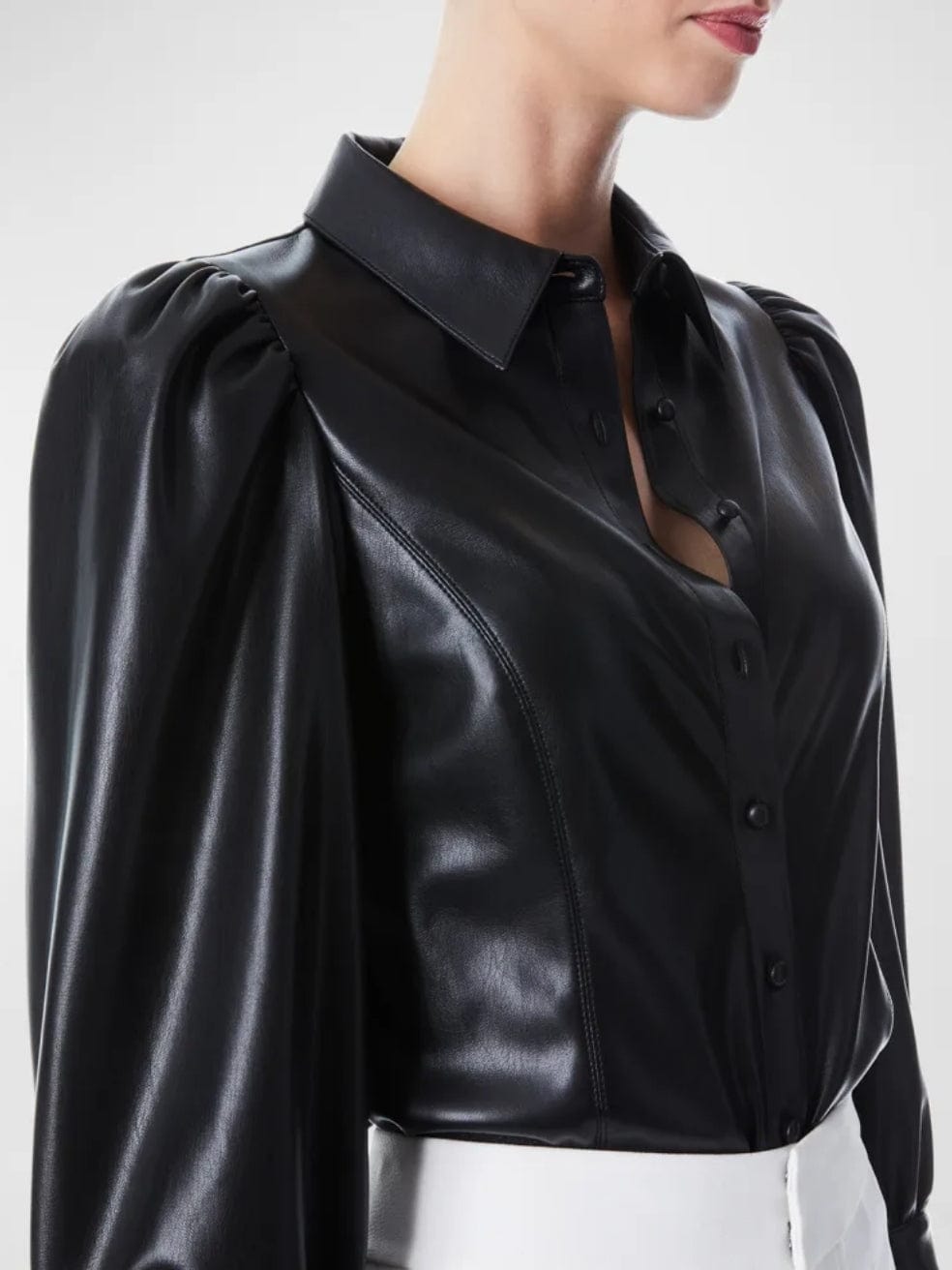 Nadine Puff Sleeve Leather Top