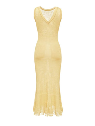 Andreeva Champagne Rose Knit Dress With Feathers