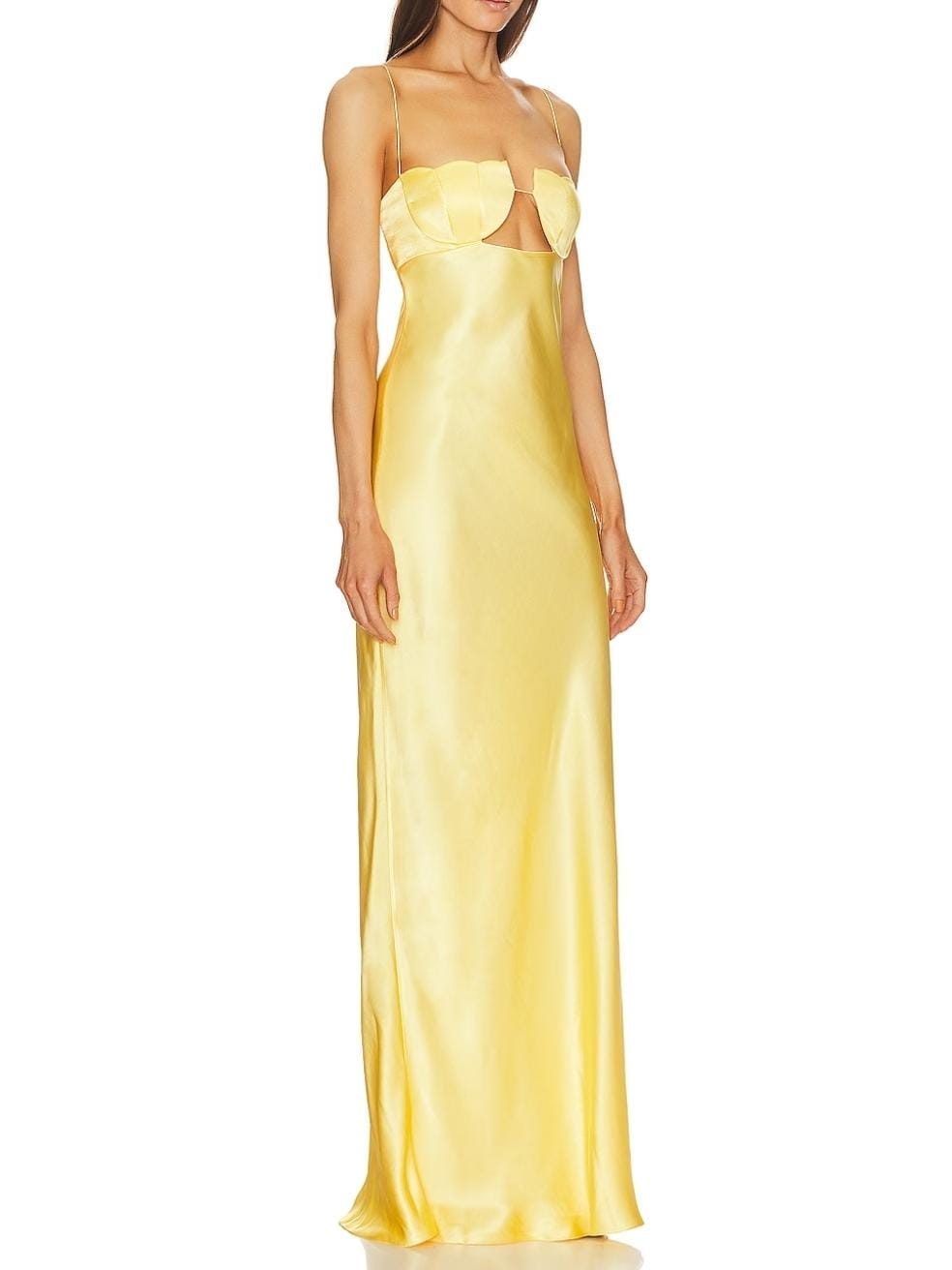 Tulip Satin Maxi Dress in Yellow