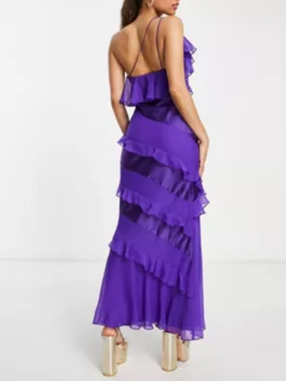 SOLD OUT - Design Petite satin Bias Ruffle Maxi Dress