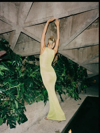 Natalia Chartreuse Sequin Dress