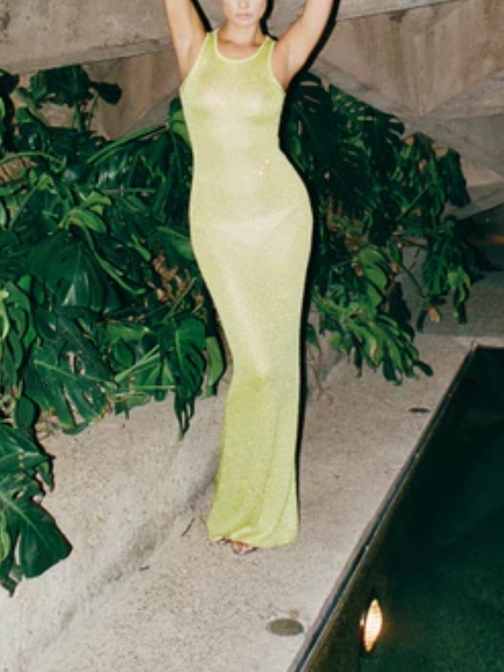 Natalia Maxi Dress in Chartreuse Sequin