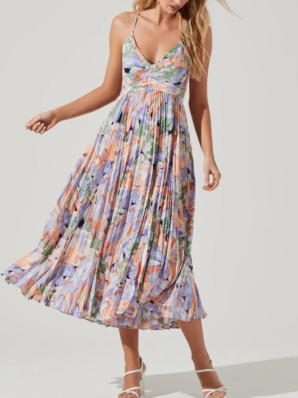 Blythe Floral Plisse Midi Dress