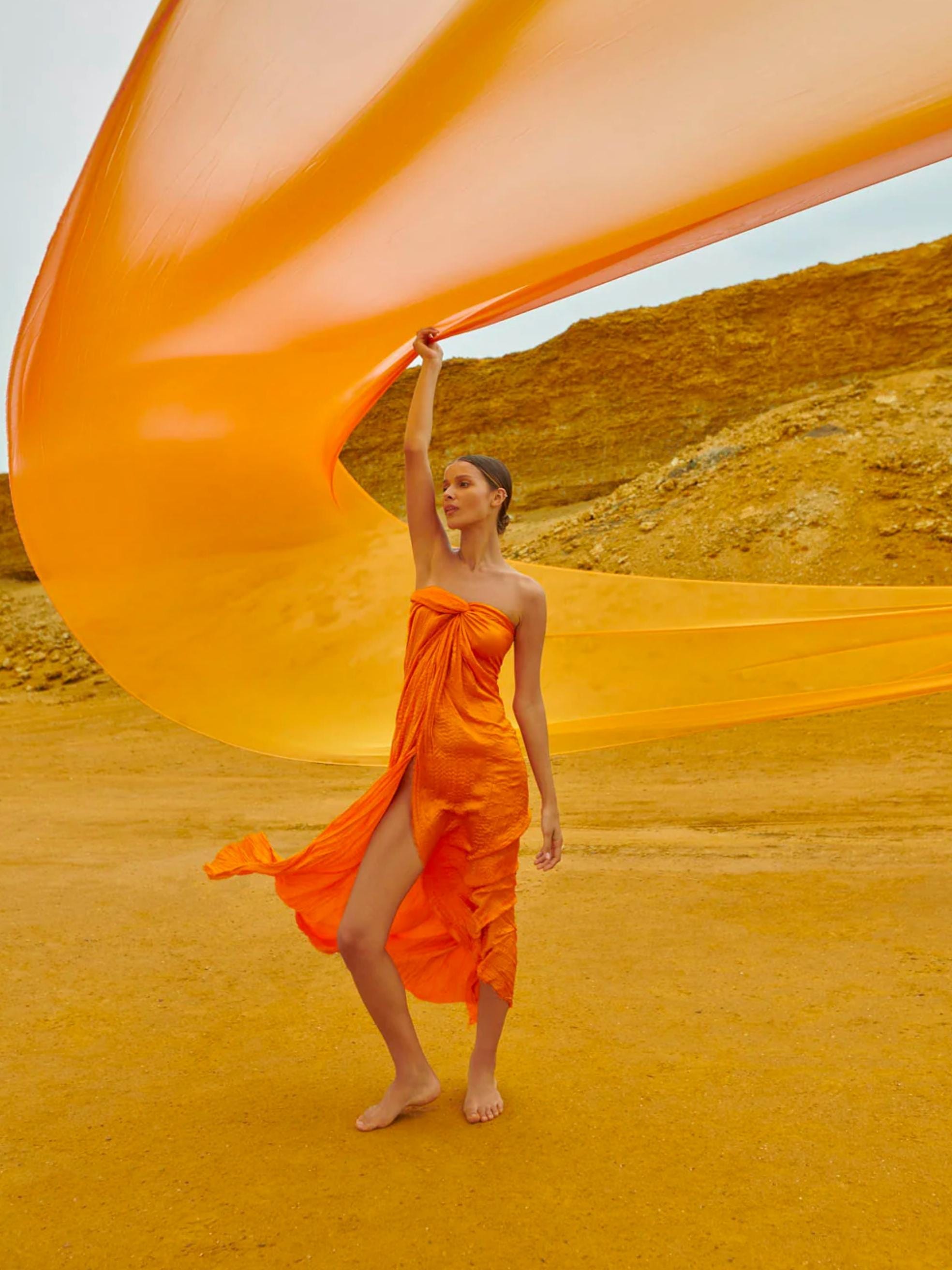 Ariel Dress in Aperol Orange
