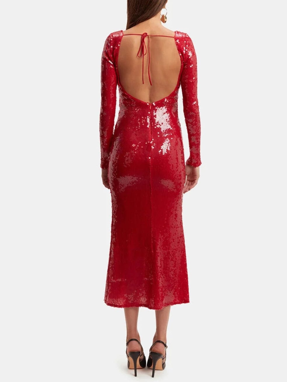 Verona Sequin Maxi Dress In Deep Red