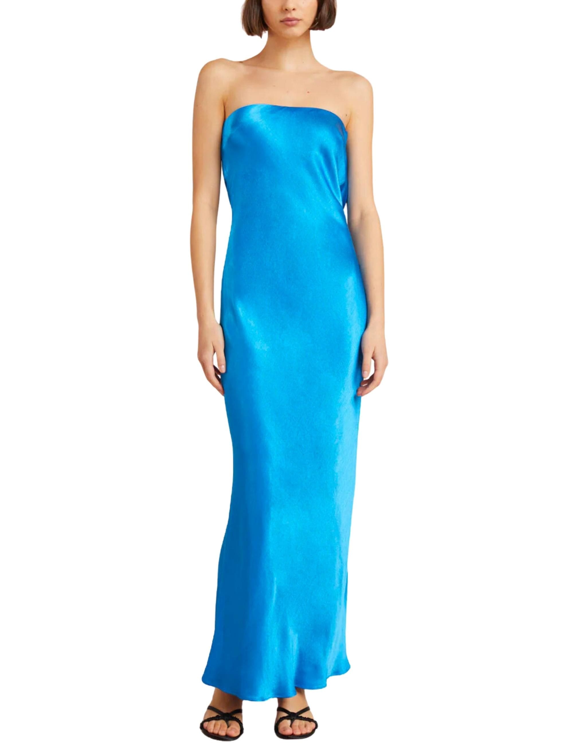 Moon Dance Strapless Dress in Mid Blue
