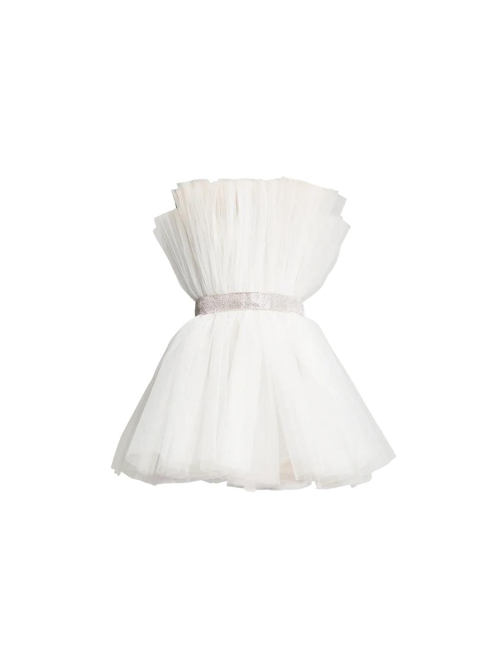 Anna Strapless Pleated Tulle Mini Dress