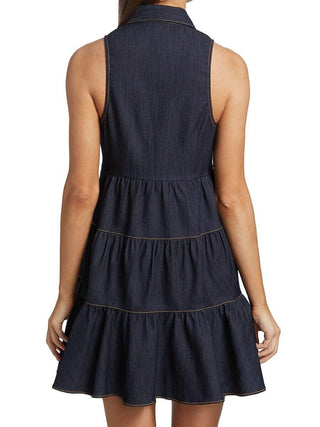 Bennett Tiered Mini Dress In Indigo