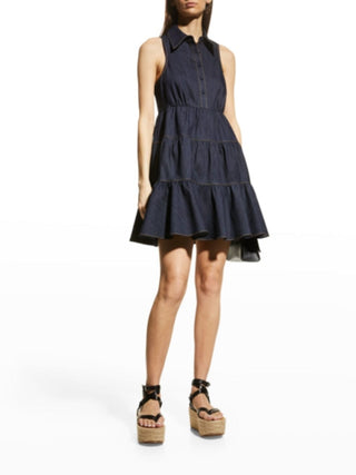 Bennett Tiered Mini Dress In Indigo