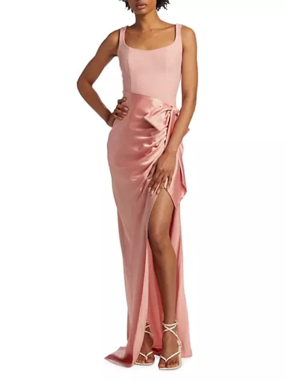 Marian Draped Gown in Peony Pink