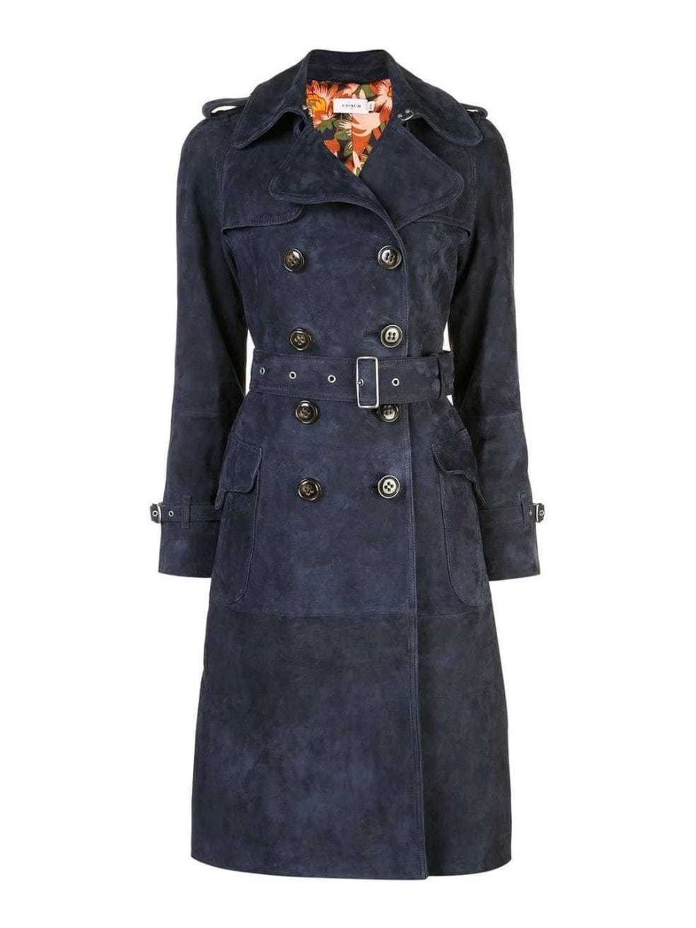 Coach Blue Suede Trench Coat