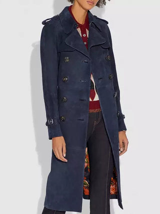 Coach Blue Suede Trench Coat