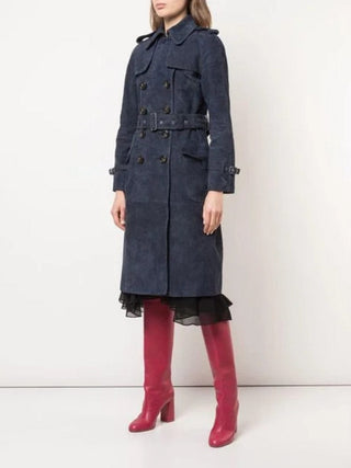 Coach Blue Suede Trench Coat