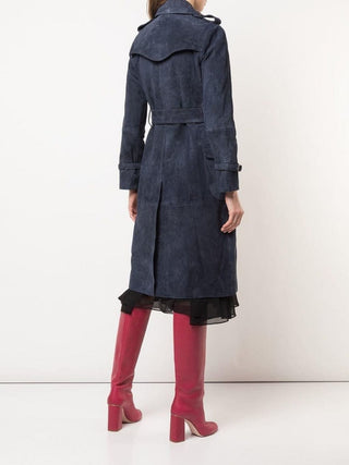 Coach Blue Suede Trench Coat