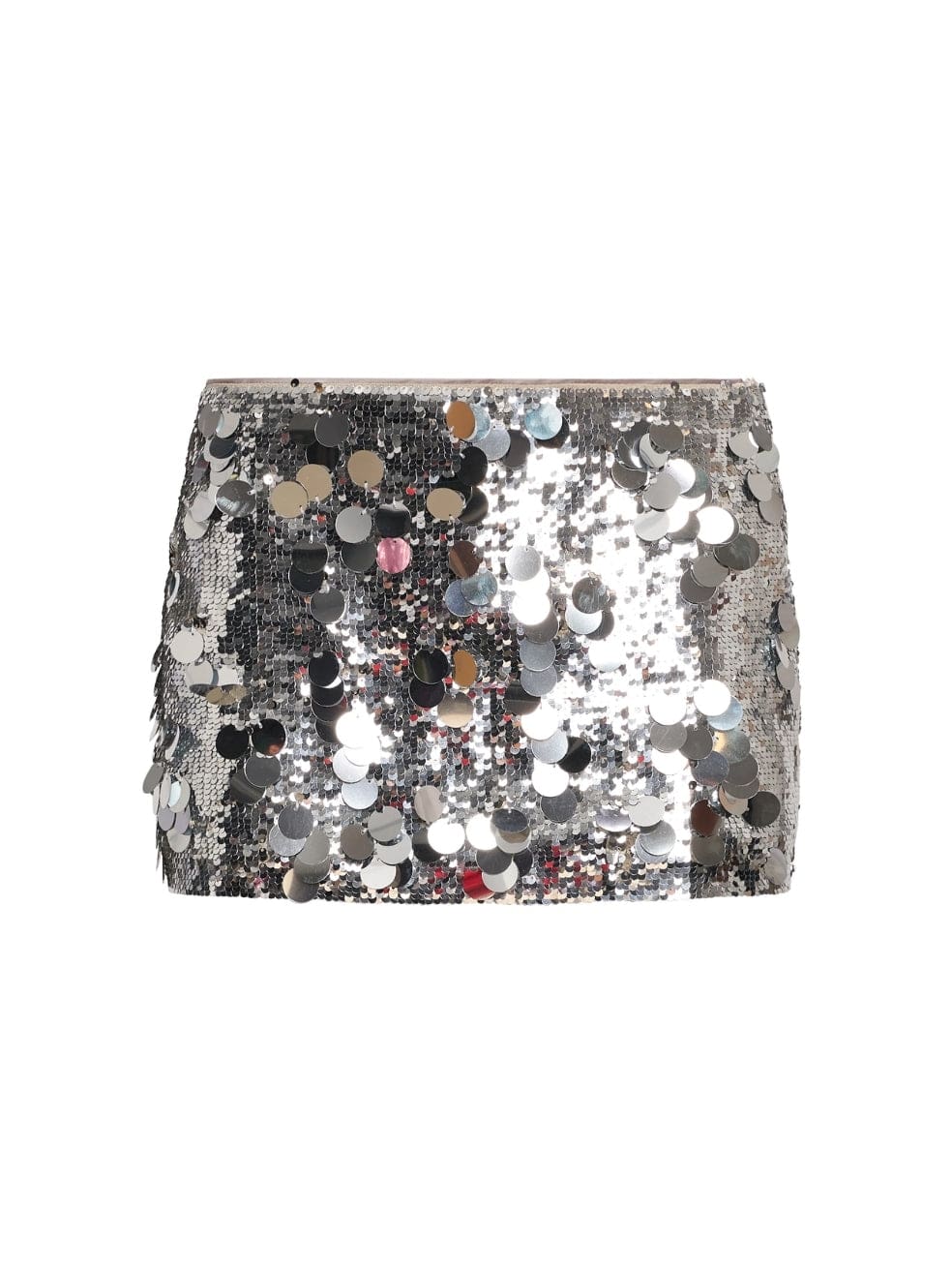 Low Rise Pailette Skirt in Silver