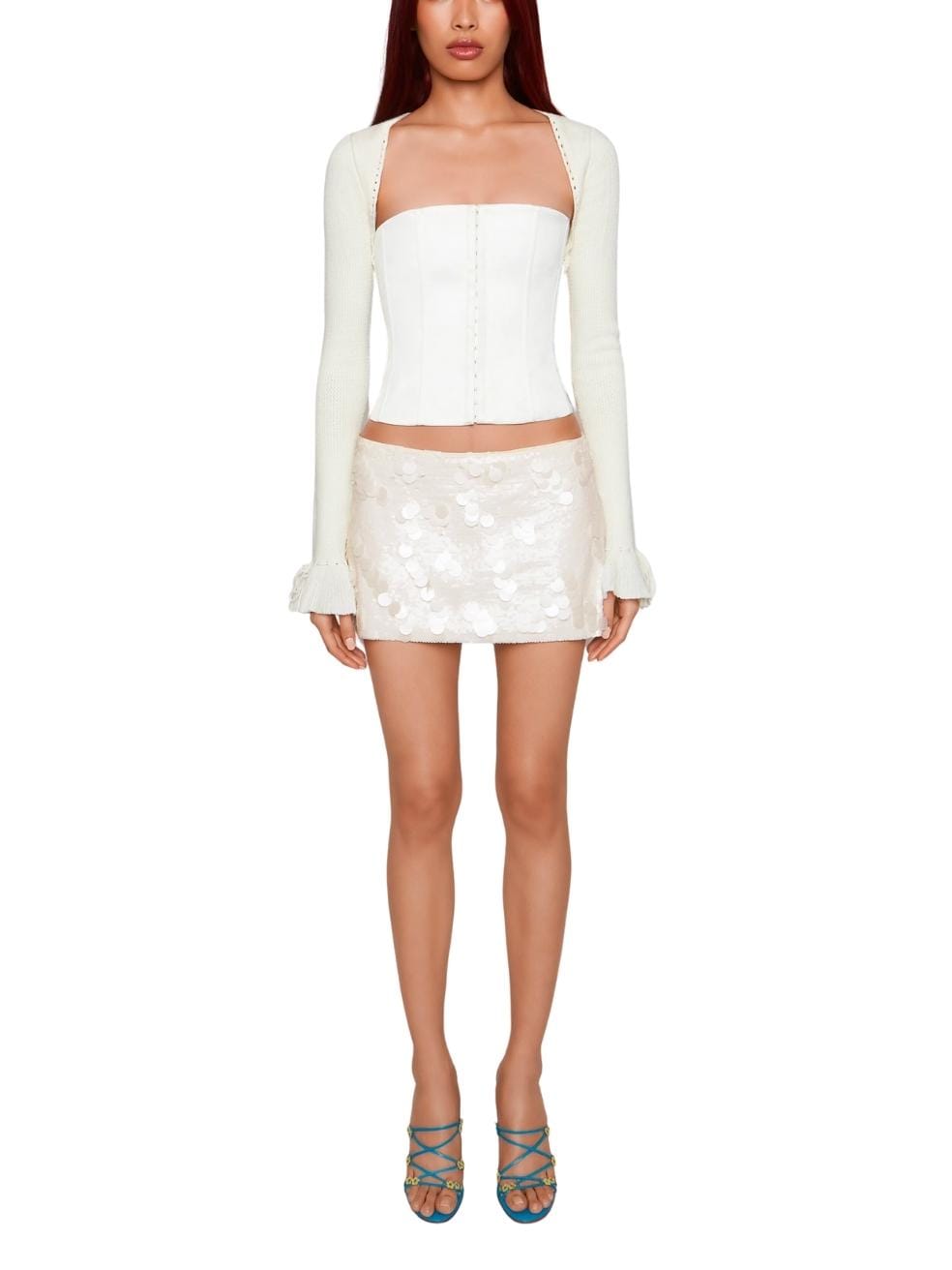 low rise Paillette skirt white