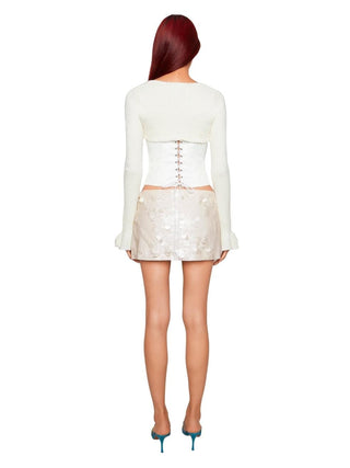low rise Paillette skirt white