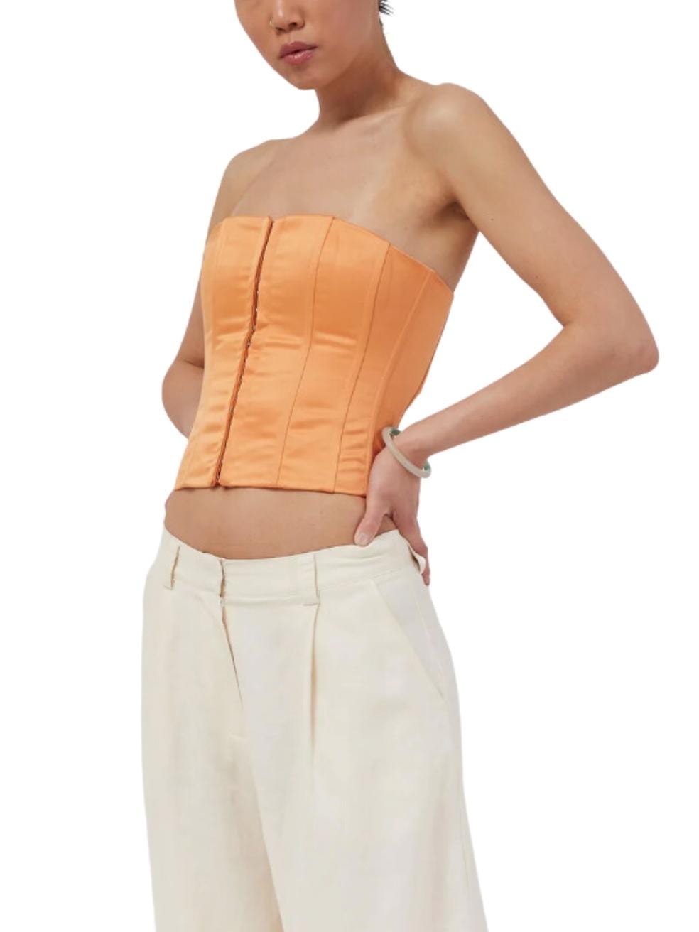 satin corset in sunset