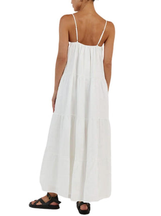 Kingsley White Linen Maxi Dress