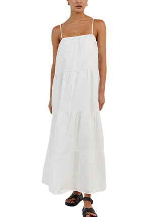 Kingsley White Linen Maxi Dress