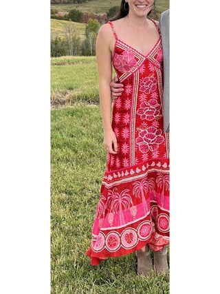 Summer Sunrise Mixed Palm Maxi Dress