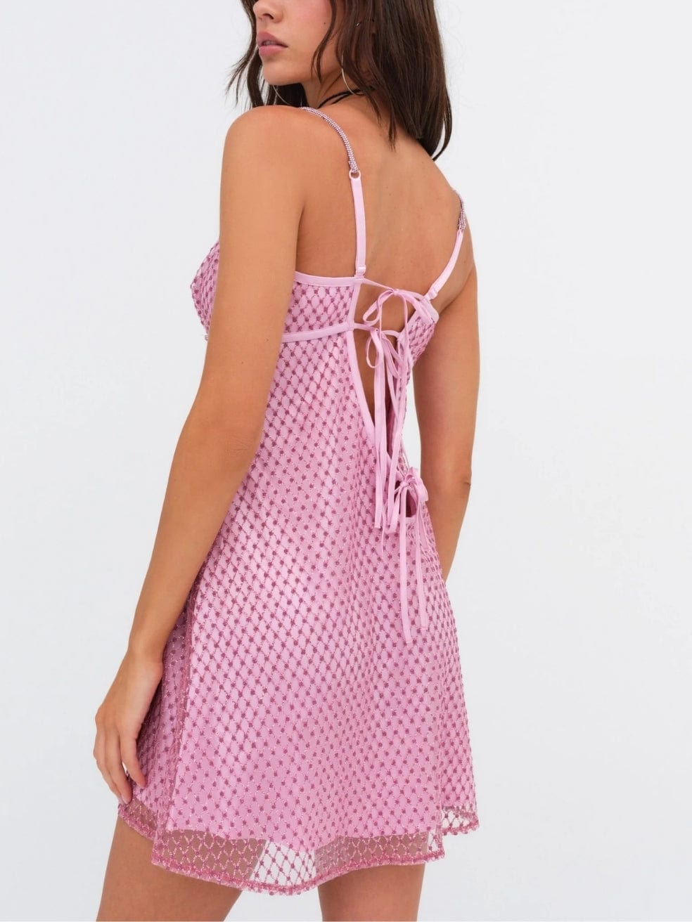 Glitter Slip Dress in Pink