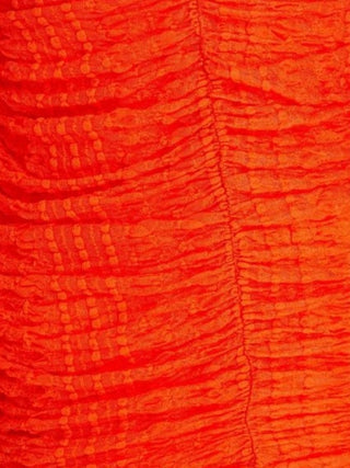 Orange Ruched Stretch-Cloqué Halterneck Midi Dress