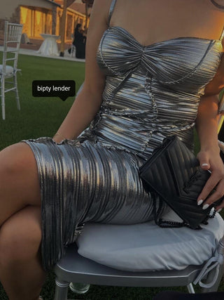 Mila Midi Dress in Silver