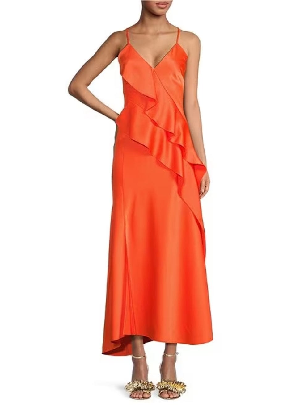 Ruffle Dress in Mandarin