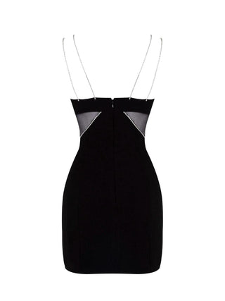 Black Diamante Strap Cutout Mini Dress