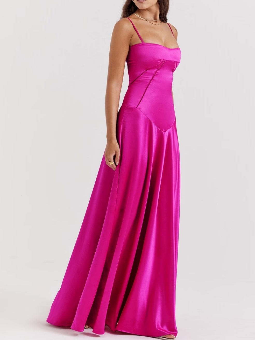 Anabella Fuchsia Lace Up Maxi Dress