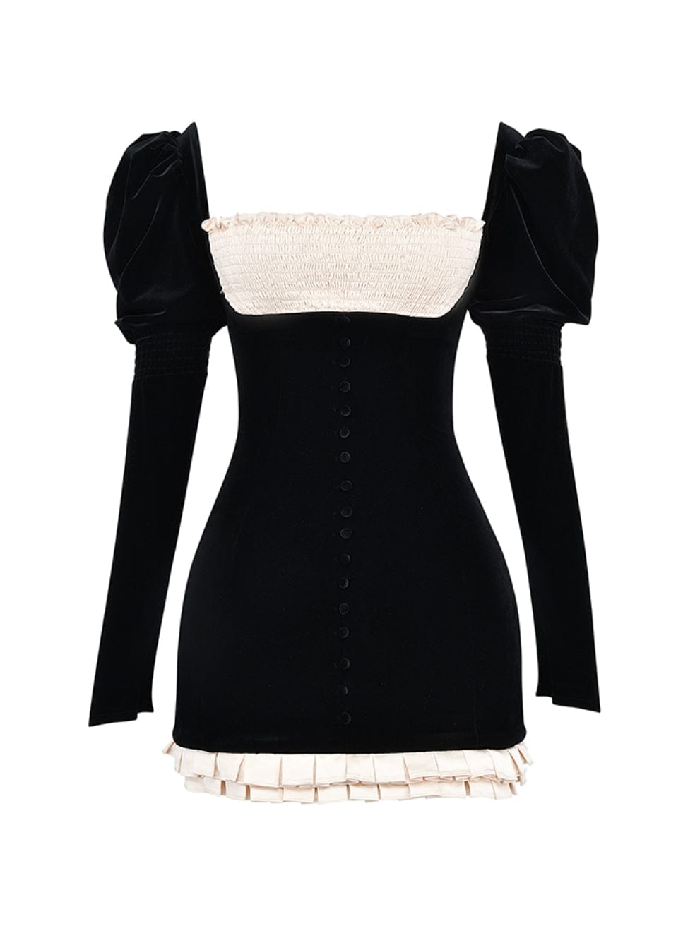 Azaria Black & Vintage Cream Mini Dress