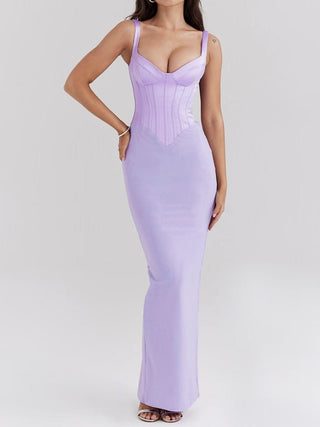 Breeze Orchid Satin Corset Maxi Dress